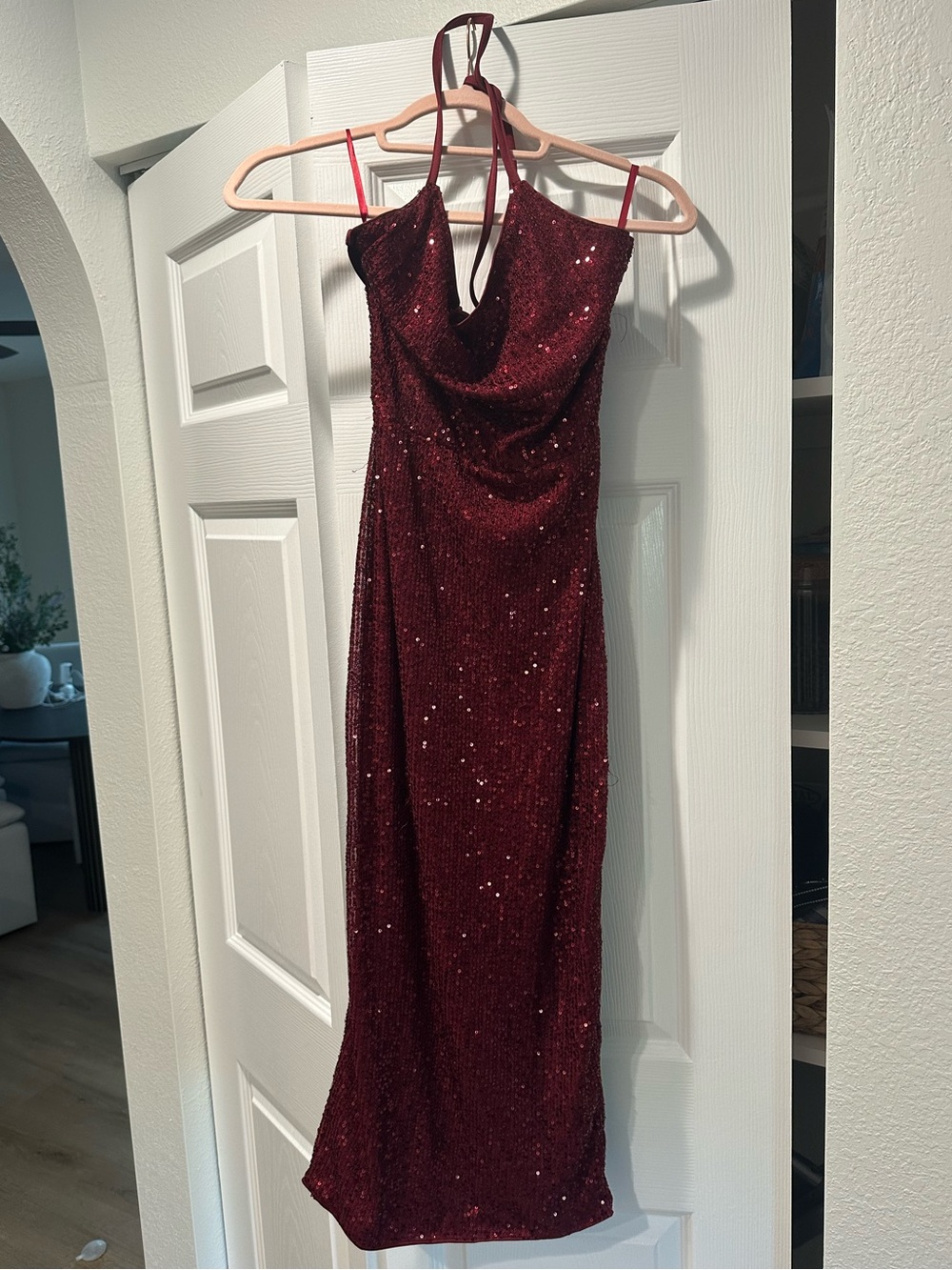 Red sequin dress